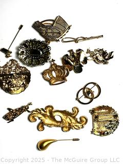 Collection of Gold Tone Brooches