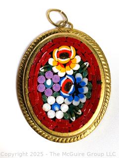 Red Micro Mosaic Flower Pendant