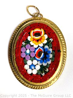 Red Micro Mosaic Flower Pendant
