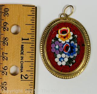 Red Micro Mosaic Flower Pendant