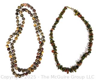 Two (2) Agate Bead and Chip Necklaces