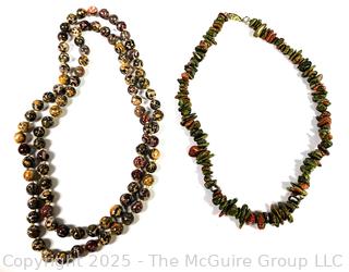Two (2) Agate Bead and Chip Necklaces