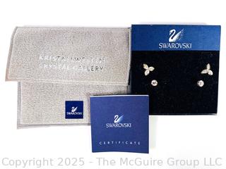 Swarovski Crystal Pierced Earrings, New in Pouch 
