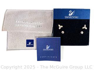 Swarovski Crystal Pierced Earrings, New in Pouch 