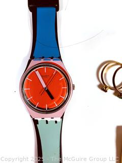 Collection of Costume Jewelry Including Swatch Watch