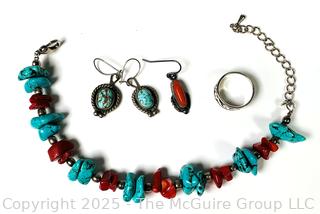 Collection of Turquoise and Sterling Silver Jewelry