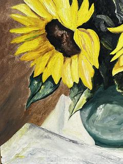 Framed Oil On Canvas Still Life of Daisies Signed by Artist Moser. 19" x 23"