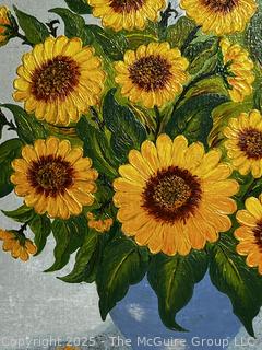 Framed Oil on Canvas Still Life of Daisies Signed by Artist. 16"x 20"