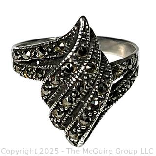 Sterling Silver Marcasite Double Bypass Ring 