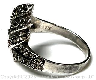 Sterling Silver Marcasite Double Bypass Ring 