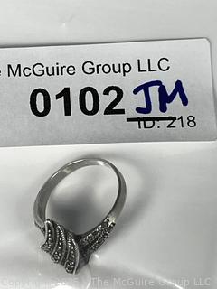 Sterling Silver Marcasite Double Bypass Ring 