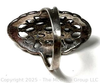 Sterling Silver Art Deco Inspired Cubic Zirconia Marcasite Ring