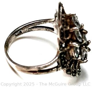 Sterling Silver Art Deco Inspired Cubic Zirconia Marcasite Ring