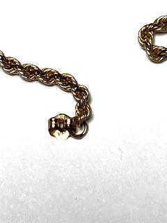 14KT Yellow Gold Twisted Rope Chain Pierced Earrings.  .9 grams.