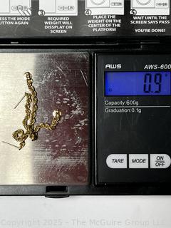 14KT Yellow Gold Twisted Rope Chain Pierced Earrings.  .9 grams.