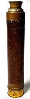 English Three (3) Draw Brass with Mahogany Surround Terrestrial Refractor Telescope, Circa 1820