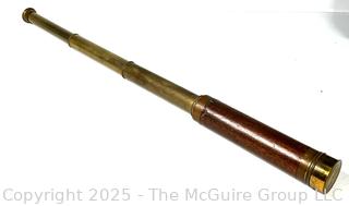 English Three (3) Draw Brass with Mahogany Surround Terrestrial Refractor Telescope, Circa 1820