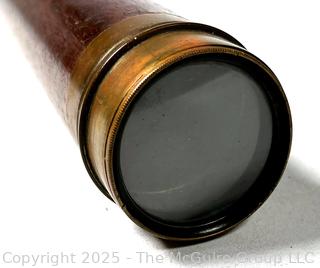 English Three (3) Draw Brass with Mahogany Surround Terrestrial Refractor Telescope, Circa 1820