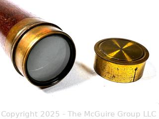English Three (3) Draw Brass with Mahogany Surround Terrestrial Refractor Telescope, Circa 1820