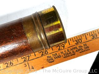 English Three (3) Draw Brass with Mahogany Surround Terrestrial Refractor Telescope, Circa 1820