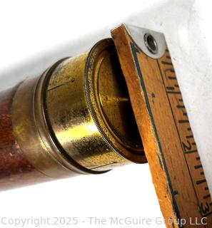 English Three (3) Draw Brass with Mahogany Surround Terrestrial Refractor Telescope, Circa 1820