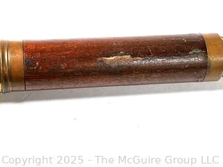 English Three (3) Draw Brass with Mahogany Surround Terrestrial Refractor Telescope, Circa 1820