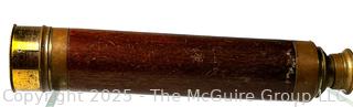 English Three (3) Draw Brass with Mahogany Surround Terrestrial Refractor Telescope, Circa 1820