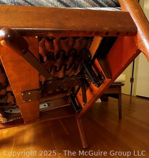 Danish Mid Century Modern Upholstered Reclining Armchair with Adjustable Ottoman, Made in Sweden. In the style of Arnt Lande {Pickup Location: 311 Chestnut St., Falls Church City, VA 22046}