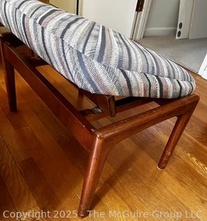 Danish Mid Century Modern Upholstered Reclining Armchair with Adjustable Ottoman, Made in Sweden. In the style of Arnt Lande {Pickup Location: 311 Chestnut St., Falls Church City, VA 22046}