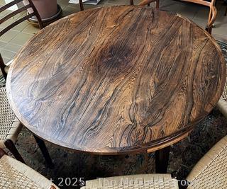 Dyrlund Danish Mid Century Lotus Flip Flap Circular Dining Table. Measures 47" Diameter and Expands to 69" Diameter with Extensions. {Pickup Location: 311 Chestnut St., Falls Church City, VA 22046}  
