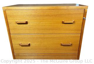 Mid Century Modern Two Drawer Teak File Cabinet.  No key  {Pickup Location: 311 Chestnut St., Falls Church City, VA 22046}