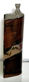 Heavy Glazed Pottery Art Vase Signed by Artist Rita Schaefer.  17" {Pickup Location: 311 Chestnut St., Falls Church City, VA 22046}