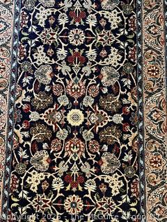 Traditional Heraki Wool Hand Knotted Runner Rug on Blue Ground. 30" x 132"  {Pickup Location: 311 Chestnut St., Falls Church City, VA 22046}
