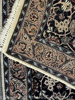 Traditional Heraki Wool Hand Knotted Runner Rug on Blue Ground. 30" x 132"  {Pickup Location: 311 Chestnut St., Falls Church City, VA 22046}