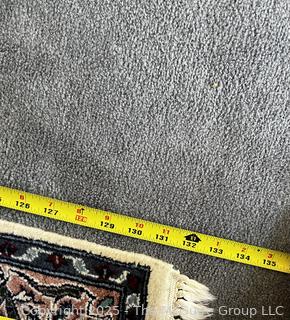 Traditional Heraki Wool Hand Knotted Runner Rug on Blue Ground. 30" x 132"  {Pickup Location: 311 Chestnut St., Falls Church City, VA 22046}