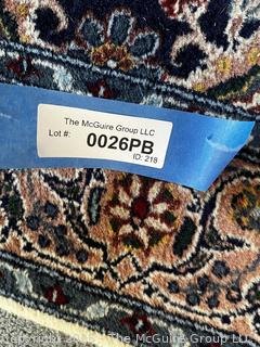Traditional Heraki Wool Hand Knotted Runner Rug on Blue Ground. 30" x 132"  {Pickup Location: 311 Chestnut St., Falls Church City, VA 22046}