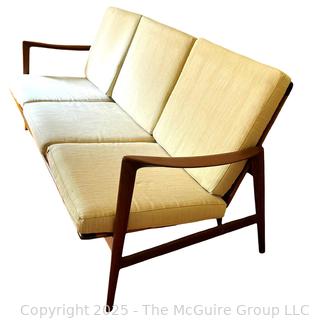 Mid Century Danish Modern Adolf Relling Dokka Møbler Teak Three Seat Sofa.  Although it lacks a tag, this is part of a set that includes an armchair with a tag. {Pickup Location: 311 Chestnut St., Falls Church City, VA 22046}