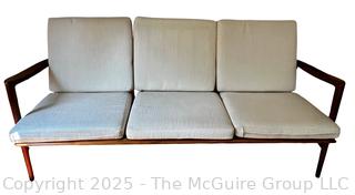 Mid Century Danish Modern Adolf Relling Dokka Møbler Teak Three Seat Sofa.  Although it lacks a tag, this is part of a set that includes an armchair with a tag. {Pickup Location: 311 Chestnut St., Falls Church City, VA 22046}