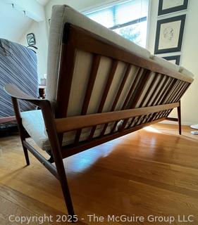 Mid Century Danish Modern Adolf Relling Dokka Møbler Teak Three Seat Sofa.  Although it lacks a tag, this is part of a set that includes an armchair with a tag. {Pickup Location: 311 Chestnut St., Falls Church City, VA 22046}