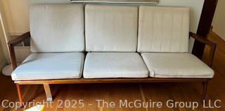 Mid Century Danish Modern Adolf Relling Dokka Møbler Teak Three Seat Sofa.  Although it lacks a tag, this is part of a set that includes an armchair with a tag. {Pickup Location: 311 Chestnut St., Falls Church City, VA 22046}