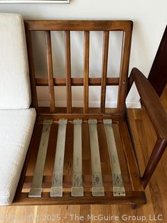Mid Century Danish Modern Adolf Relling Dokka Møbler Teak Three Seat Sofa.  Although it lacks a tag, this is part of a set that includes an armchair with a tag. {Pickup Location: 311 Chestnut St., Falls Church City, VA 22046}