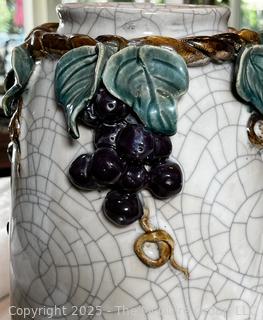 Fuyuan Porcelain Arts & Crafts Vase with Grapes. 14" tall  {Pickup Location: 311 Chestnut St., Falls Church City, VA 22046}