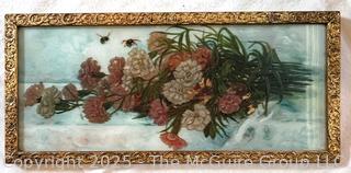 Victorian Framed Oil on Glass of Still Life of Flowers 12" x 26"  {Pickup Location: 311 Chestnut St., Falls Church City, VA 22046}