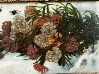 Victorian Framed Oil on Glass of Still Life of Flowers 12" x 26"  {Pickup Location: 311 Chestnut St., Falls Church City, VA 22046}