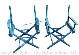 Two (2) Blue Wood Director Chairs, No Canvas Seat. {Pickup Location: 311 Chestnut St., Falls Church City, VA 22046}