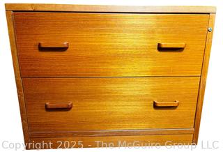 Mid Century Modern Two Drawer Teak File Cabinet.  No key  {Pickup Location: 311 Chestnut St., Falls Church City, VA 22046}