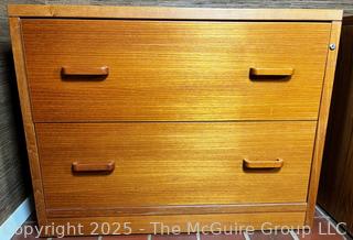 Mid Century Modern Two Drawer Teak File Cabinet.  No key  {Pickup Location: 311 Chestnut St., Falls Church City, VA 22046}