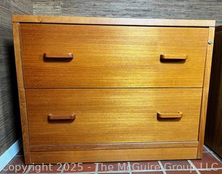Mid Century Modern Two Drawer Teak File Cabinet.  No key  {Pickup Location: 311 Chestnut St., Falls Church City, VA 22046}