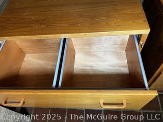Mid Century Modern Two Drawer Teak File Cabinet.  No key  {Pickup Location: 311 Chestnut St., Falls Church City, VA 22046}