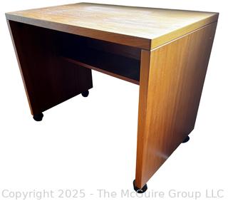 Mid Century Danish Style Teak Writer's Desk on Wheels. 33" x 20" x 26"  {Pickup Location: 311 Chestnut St., Falls Church City, VA 22046}